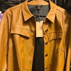 Halogen Tan faux Leather Jacket